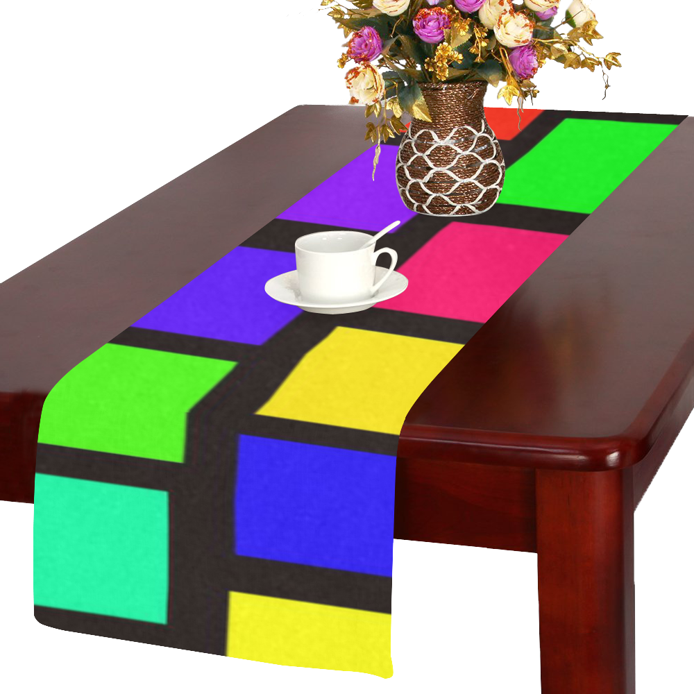 colorful checkered Table Runner 14x72 inch