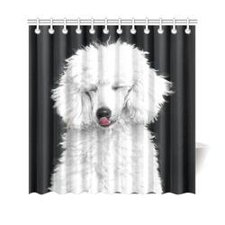 Silly White Poodle Shower Curtain 69"x70"