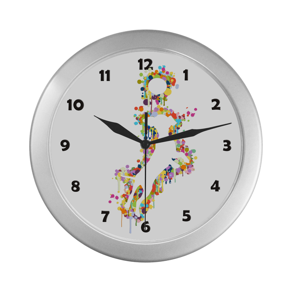 Playing Dog with Ball Silver Color Wall Clock