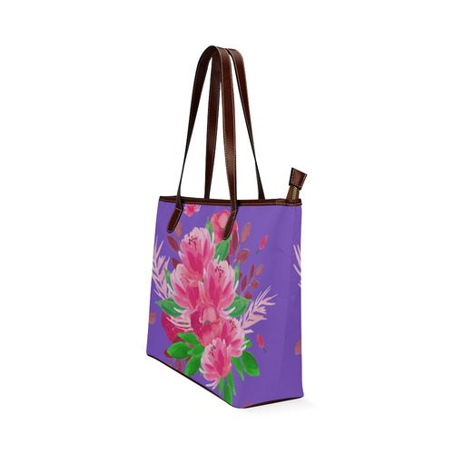 Watercolor Pink Floral Garden Bouquet Shoulder Tote Bag (Model 1646)
