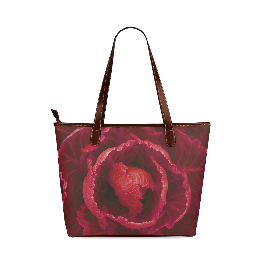 Red Cabbage Leaves Nature Art Shoulder Tote Bag (Model 1646)