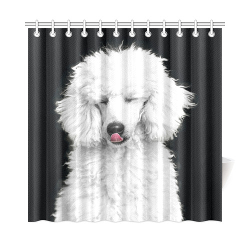 Silly White Poodle Shower Curtain 72, Poodle Shower Curtain Hooks