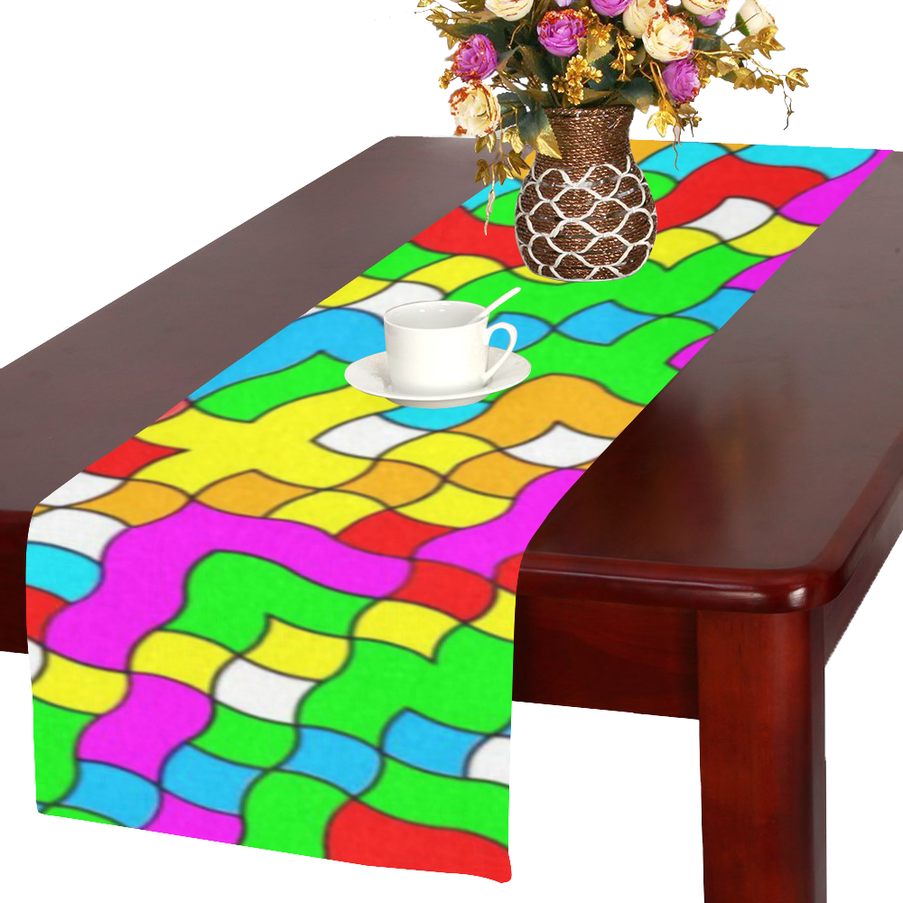 school party colorful Table Runner 16x72 inch