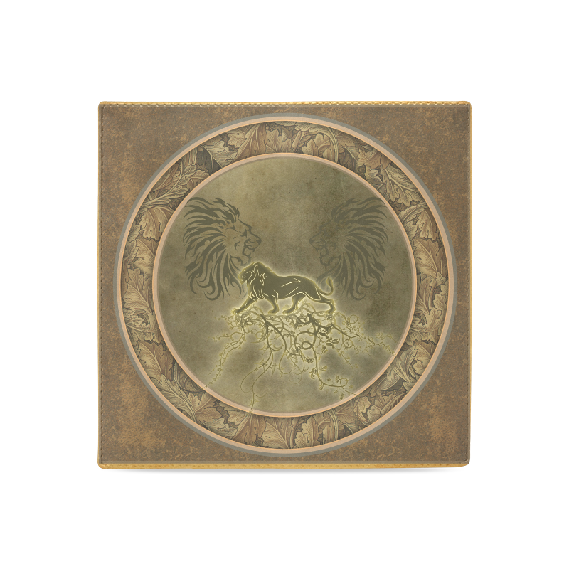 Lion with floral elements, vintage Women's Leather Wallet (Model 1611)