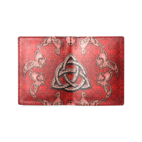 The celtic sign in red colors Men's Leather Wallet (Model 1612)