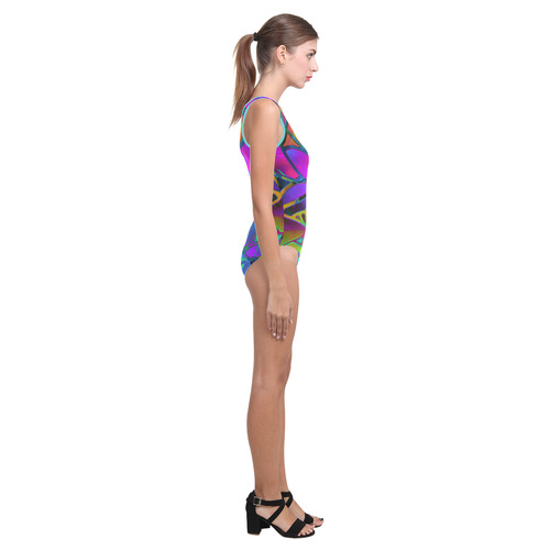 Floral Fractal Art G308 Vest One Piece Swimsuit (Model S04)