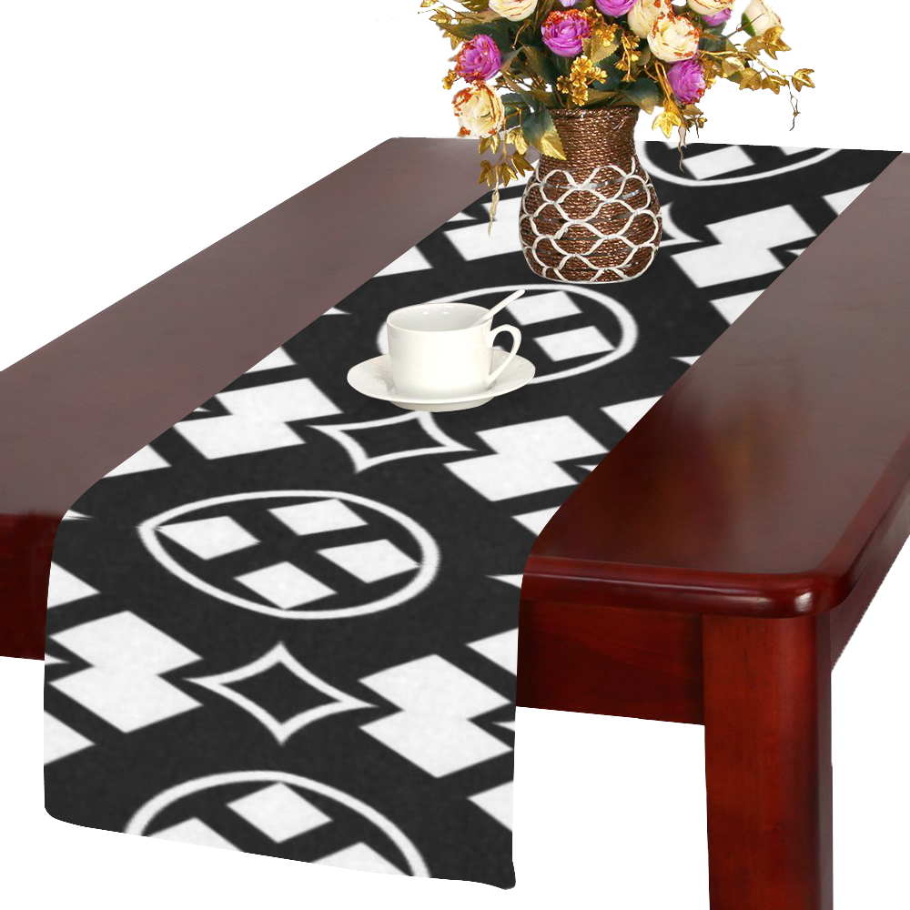 black and white Pattern 3416 Table Runner 14x72 inch
