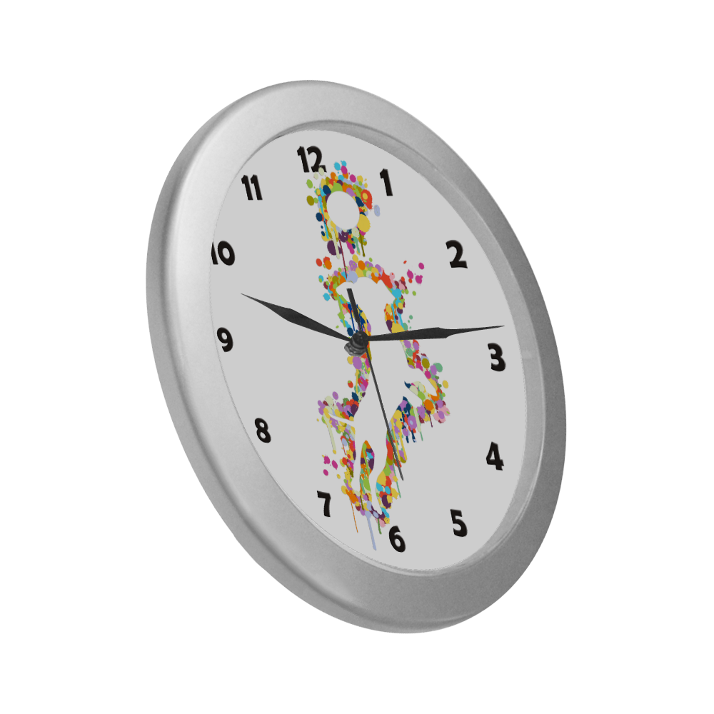 Playing Dog with Ball Silver Color Wall Clock