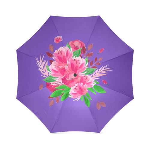 Pink Watercolor Floral Garden Bouquet Foldable Umbrella (Model U01)