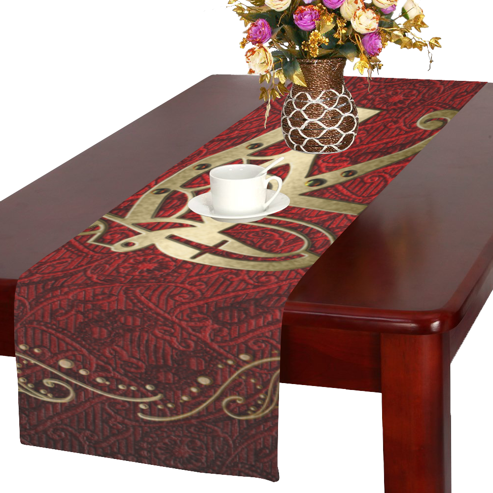 The all seeing eye in gold and red Table Runner 16x72 inch