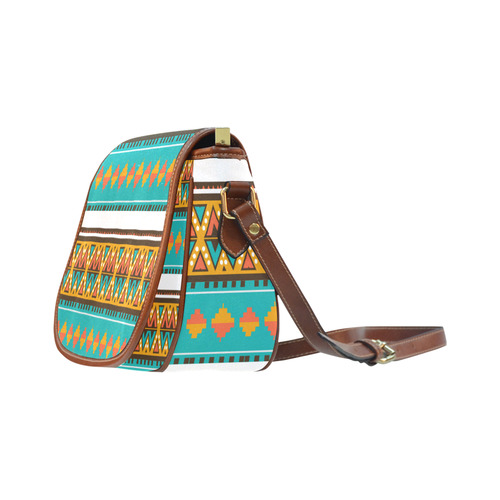 Tribal design in retro colors Saddle Bag/Large (Model 1649)