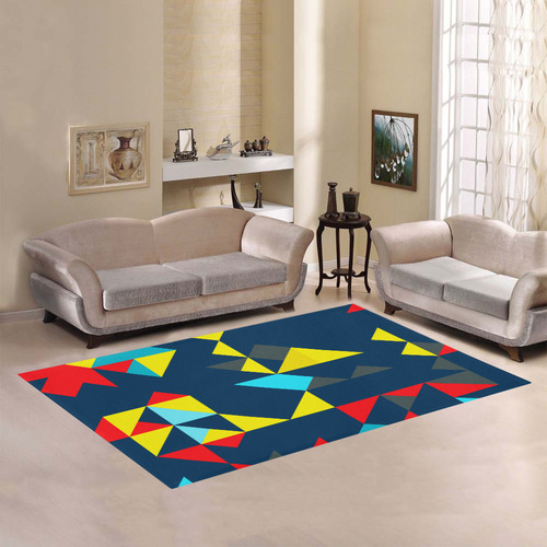 Shapes on a blue background Area Rug7'x5'