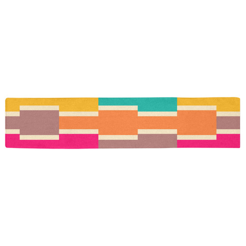 Connected colorful rectangles Table Runner 16x72 inch