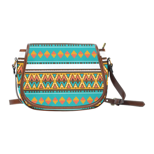 Tribal design in retro colors Saddle Bag/Large (Model 1649)