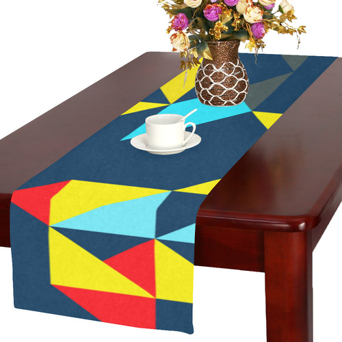 Shapes on a blue background Table Runner 16x72 inch
