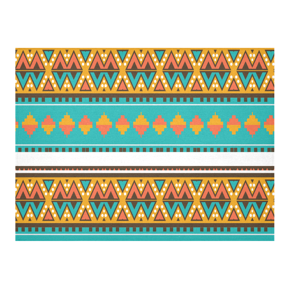 Tribal design in retro colors Cotton Linen Tablecloth 52"x 70"