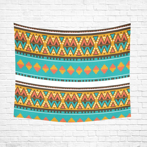 Tribal design in retro colors Cotton Linen Wall Tapestry 60"x 51"