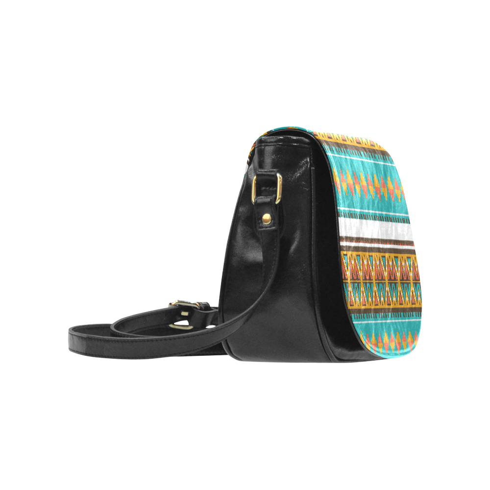 Tribal design in retro colors Classic Saddle Bag/Large (Model 1648)