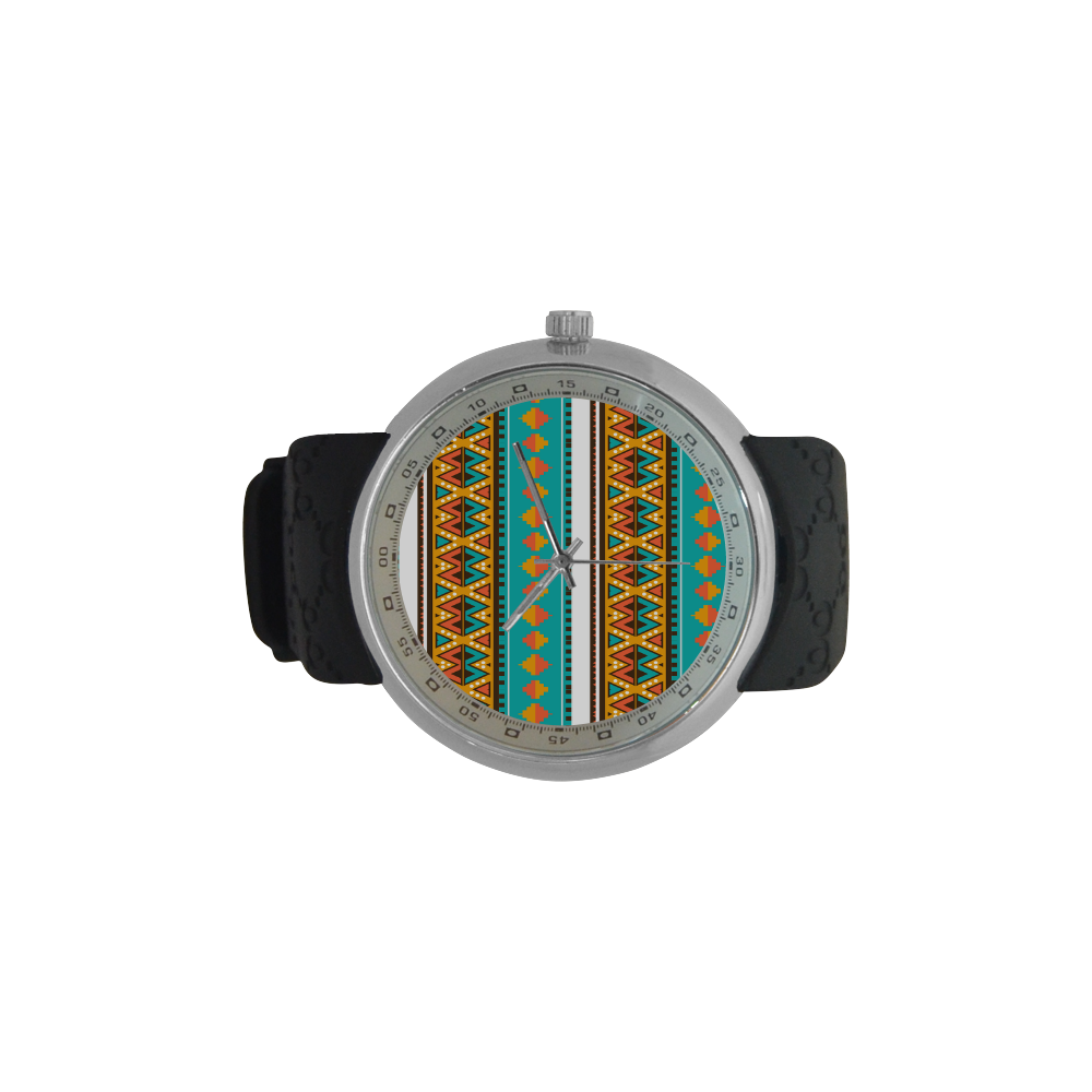 Tribal design in retro colors Men's Resin Strap Watch(Model 307)