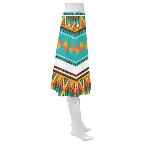 Tribal design in retro colors Mnemosyne Women's Crepe Skirt (Model D16)