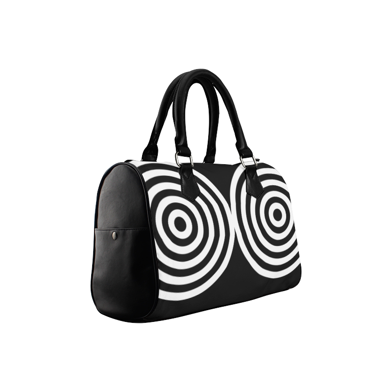 Modern Black Background 2 Targets Rings Cut Boston Handbag (Model 1621)