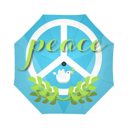 Peace Sign White Dove Olive Branch AutoFoldable Umbrella (Model U04