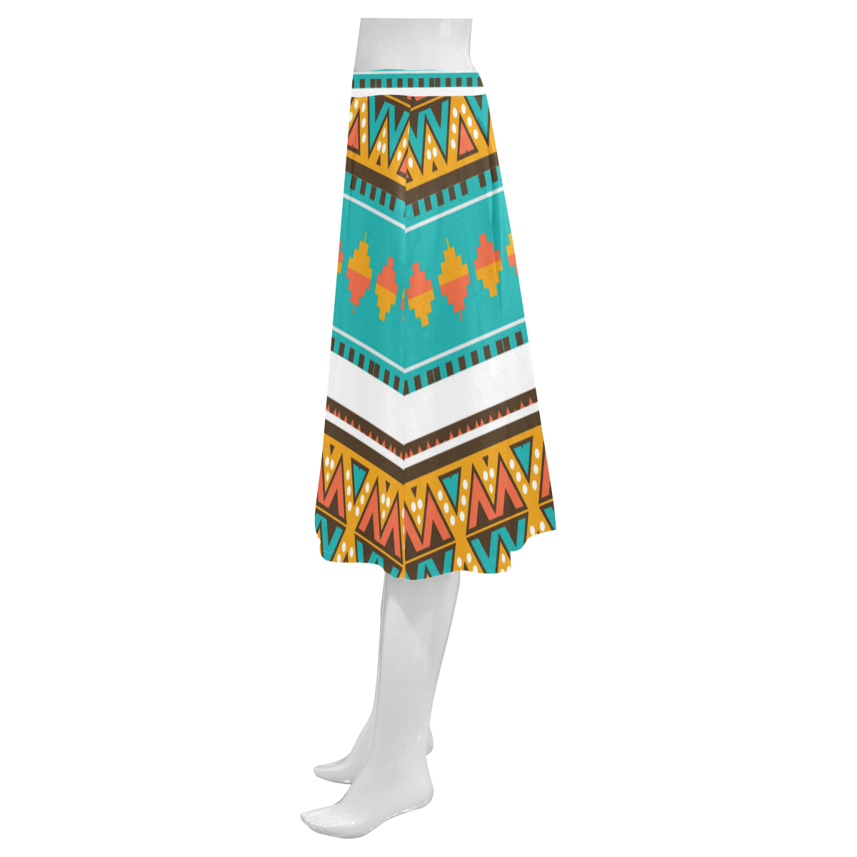 Tribal design in retro colors Mnemosyne Women's Crepe Skirt (Model D16)