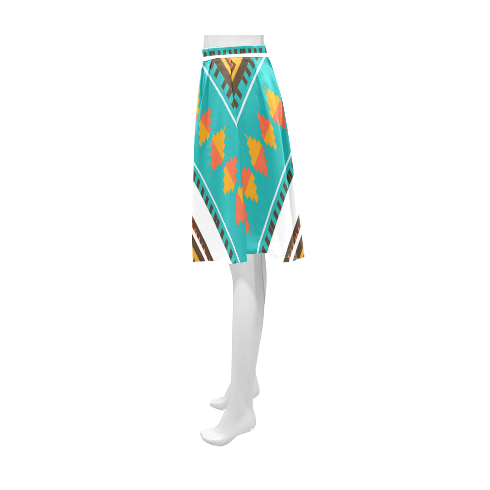 Tribal design in retro colors Athena Women's Short Skirt (Model D15)