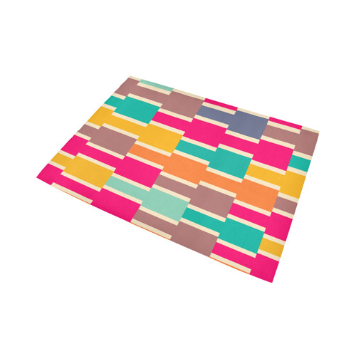 Connected colorful rectangles Area Rug7'x5'