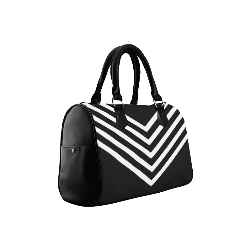 Modern Black Background Chevron Stripes Cut Boston Handbag (Model 1621)