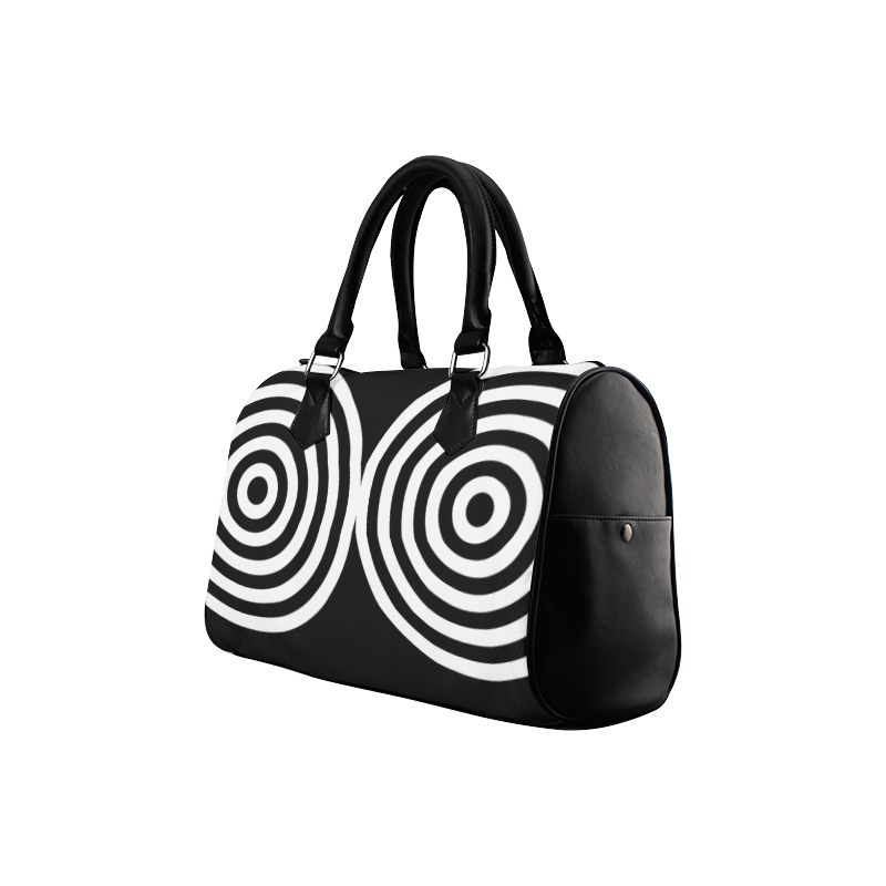 Modern Black Background 2 Targets Rings Cut Boston Handbag (Model 1621)