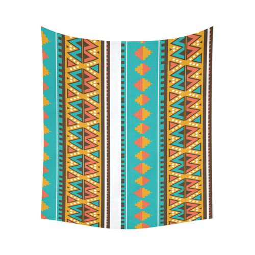 Tribal design in retro colors Cotton Linen Wall Tapestry 60"x 51"