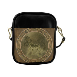 Lion with floral elements, vintage Sling Bag (Model 1627)