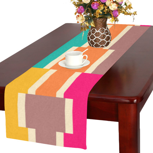 Connected colorful rectangles Table Runner 16x72 inch