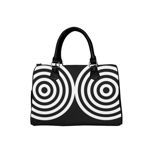 Modern Black Background 2 Targets Rings Cut Boston Handbag (Model 1621)