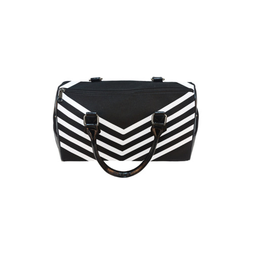 Modern Black Background Chevron Stripes Cut Boston Handbag (Model 1621)