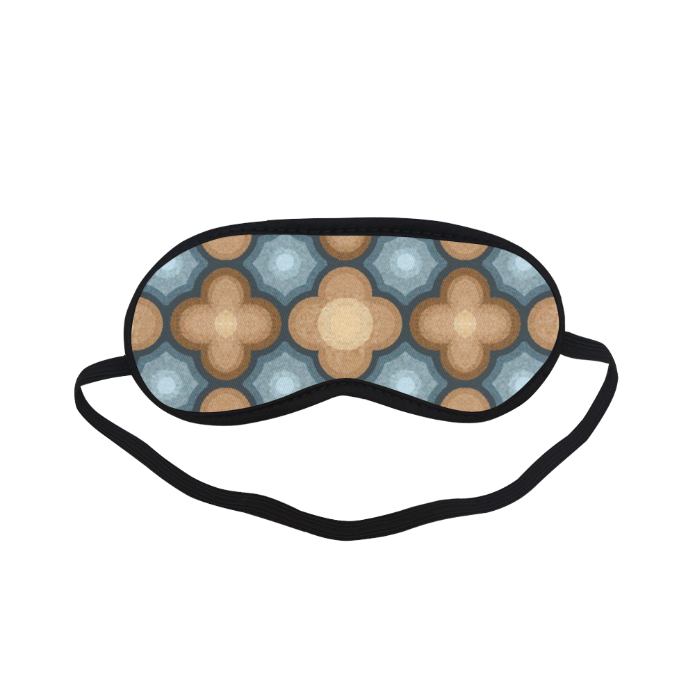 Brown, Blue Floral Pattern Sleeping Mask