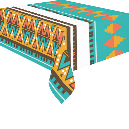 Tribal design in retro colors Cotton Linen Tablecloth 52"x 70"