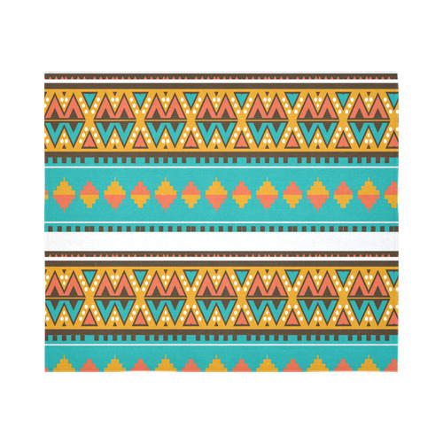 Tribal design in retro colors Cotton Linen Wall Tapestry 60"x 51"