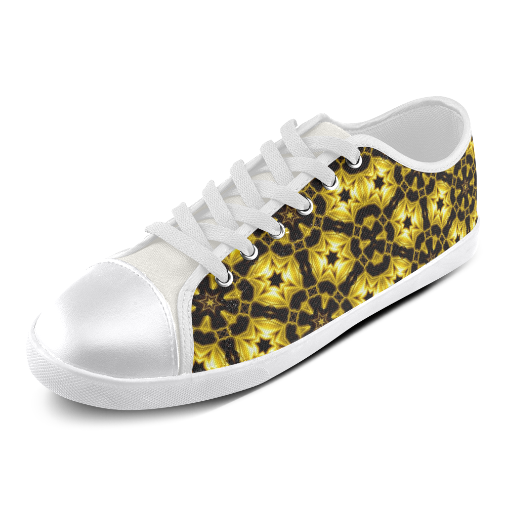 Golden Metallics Lights Kaleidoscope Mandala 5 Canvas Shoes for Women/Large Size (Model 016)