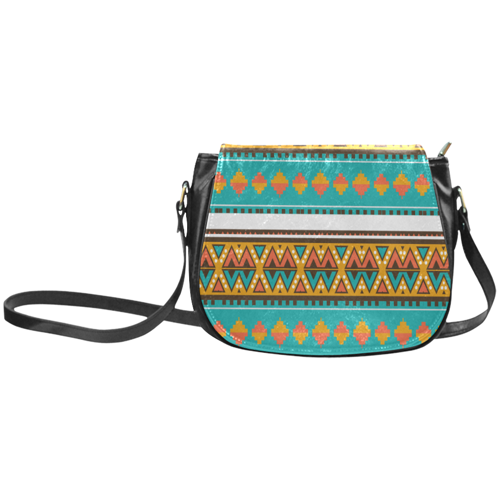 Tribal design in retro colors Classic Saddle Bag/Large (Model 1648)