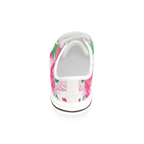 Pink Watercolor Floral Garden Bouquet Canvas Women's Shoes/Large Size (Model 018)
