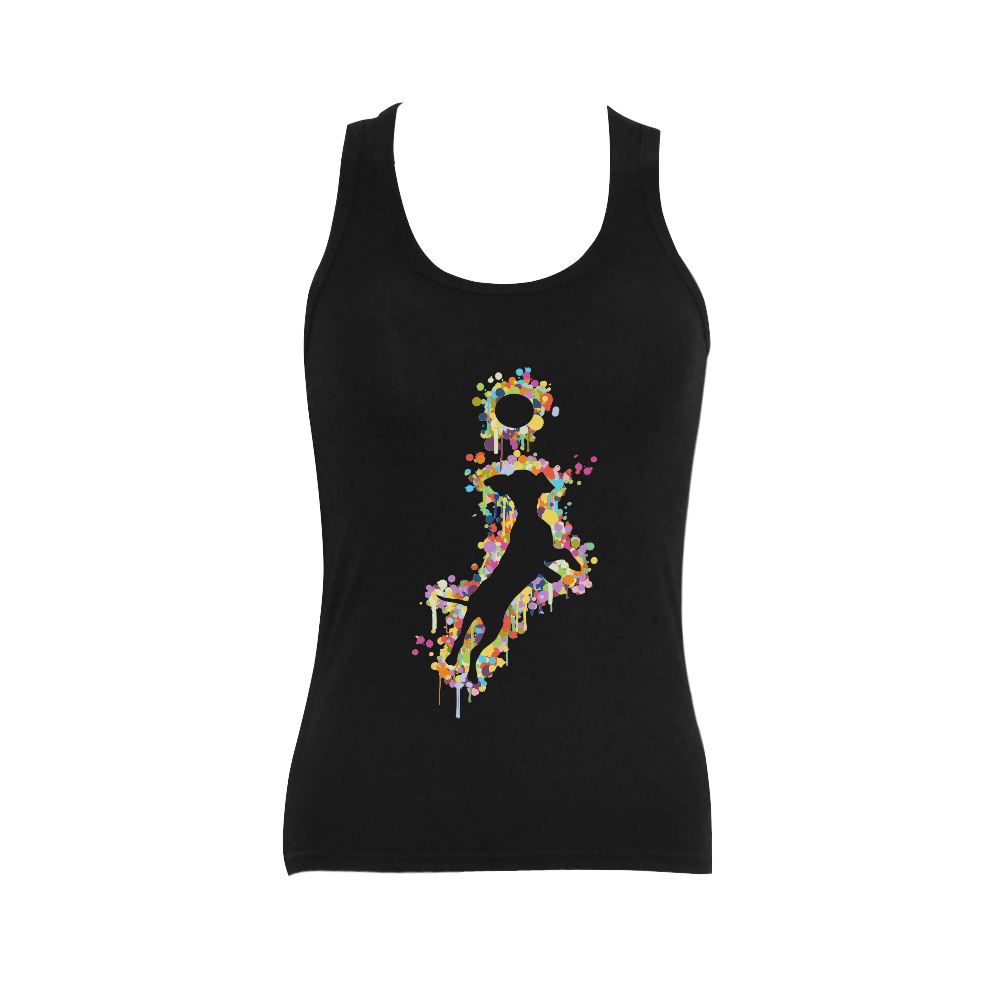 Playing Dog with Ball Women's Shoulder-Free Tank Top (Model T35)