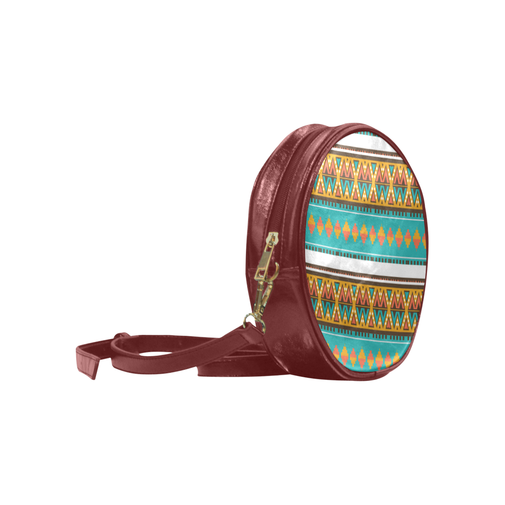 Tribal design in retro colors Round Sling Bag (Model 1647)