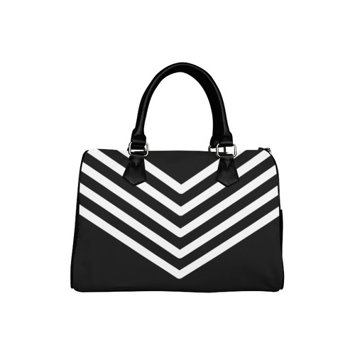 Modern Black Background Chevron Stripes Cut Boston Handbag (Model 1621)