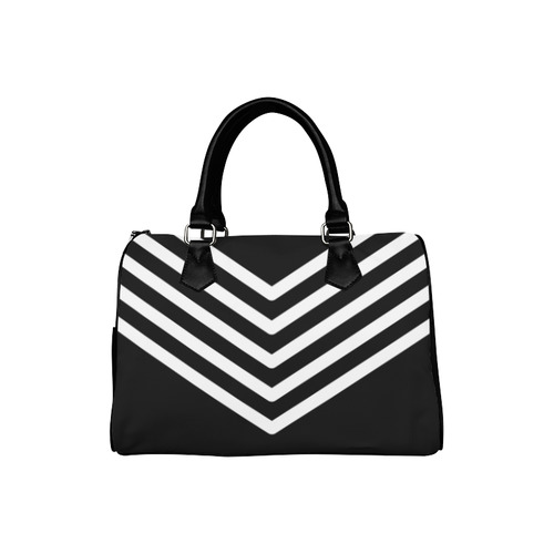 Modern Black Background Chevron Stripes Cut Boston Handbag (Model 1621)