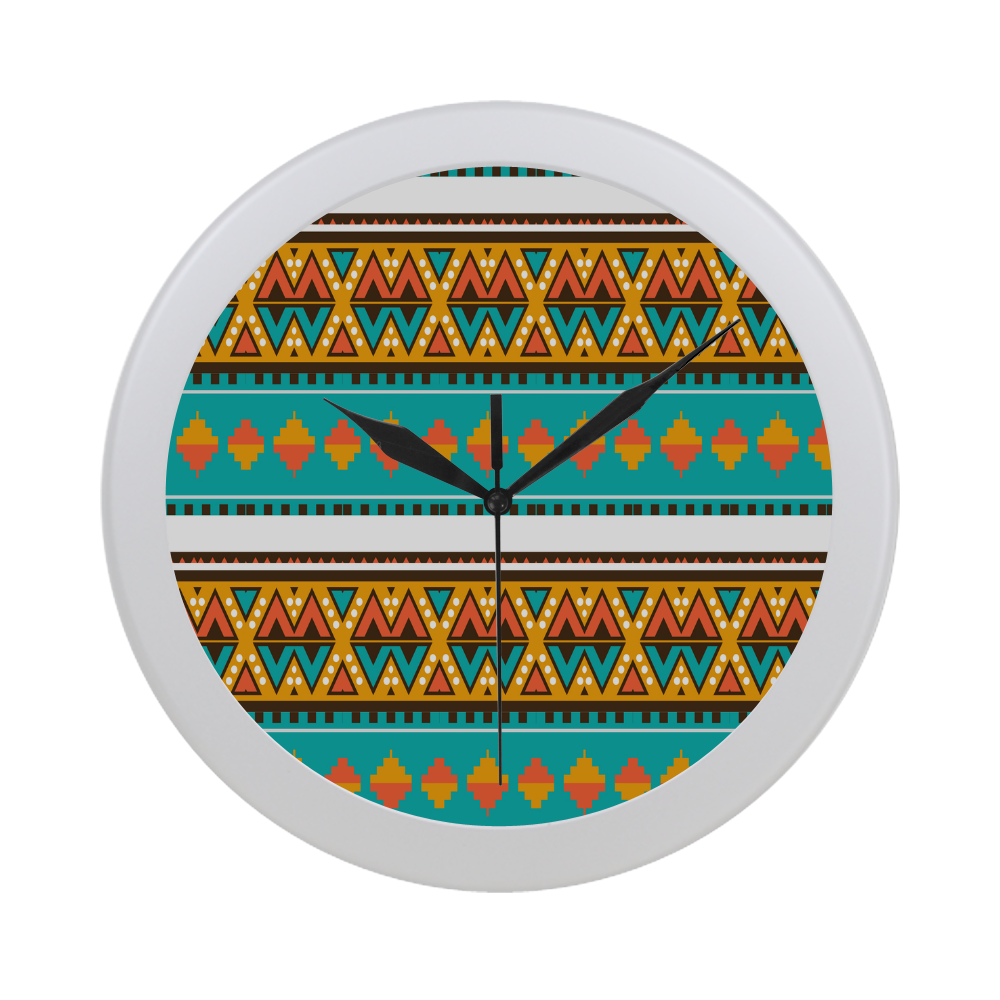 Tribal design in retro colors Circular Plastic Wall clock