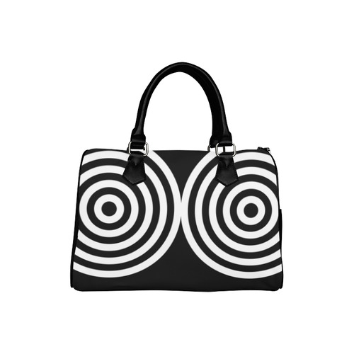 Modern Black Background 2 Targets Rings Cut Boston Handbag (Model 1621)