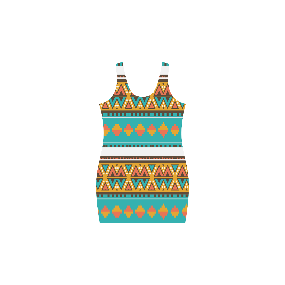 Tribal design in retro colors Medea Vest Dress (Model D06)