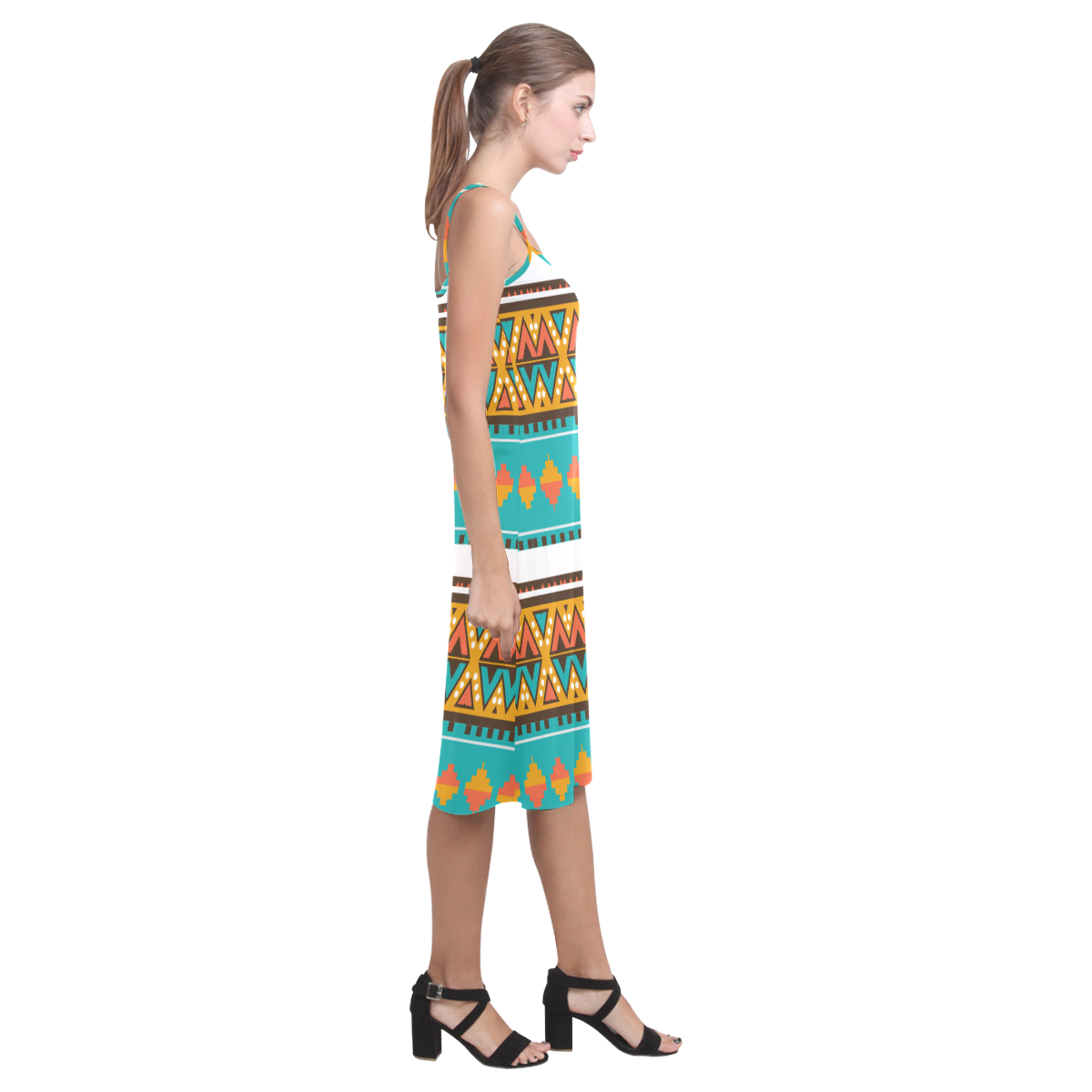 Tribal design in retro colors Alcestis Slip Dress (Model D05)